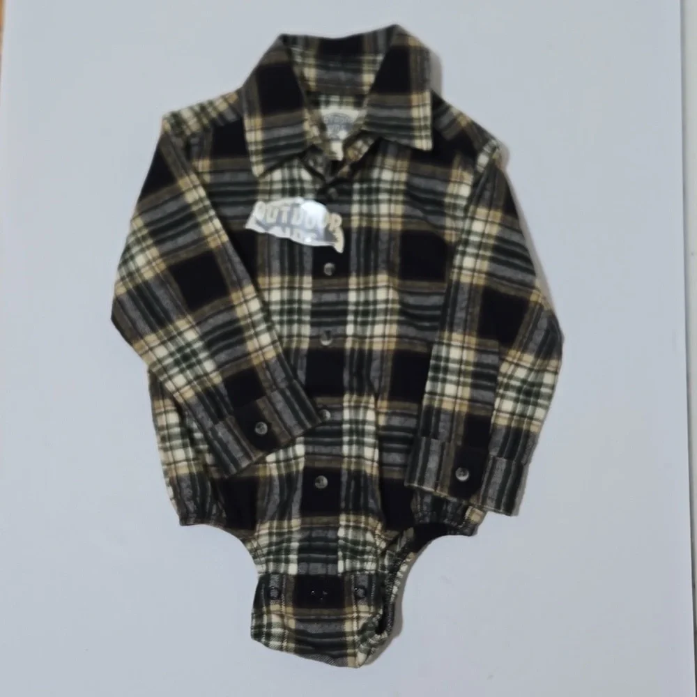 Outdoor Kids Flannel Long Sleeve Bodysuit